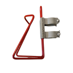 Red aluminum drink holder for use with walkers and knee scooters.