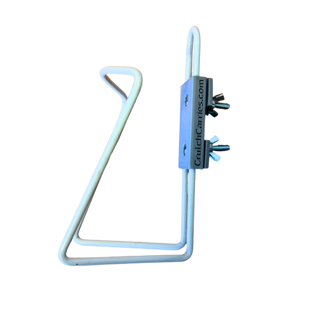 Translation missing: en.White aluminum drink holder for use with crutches