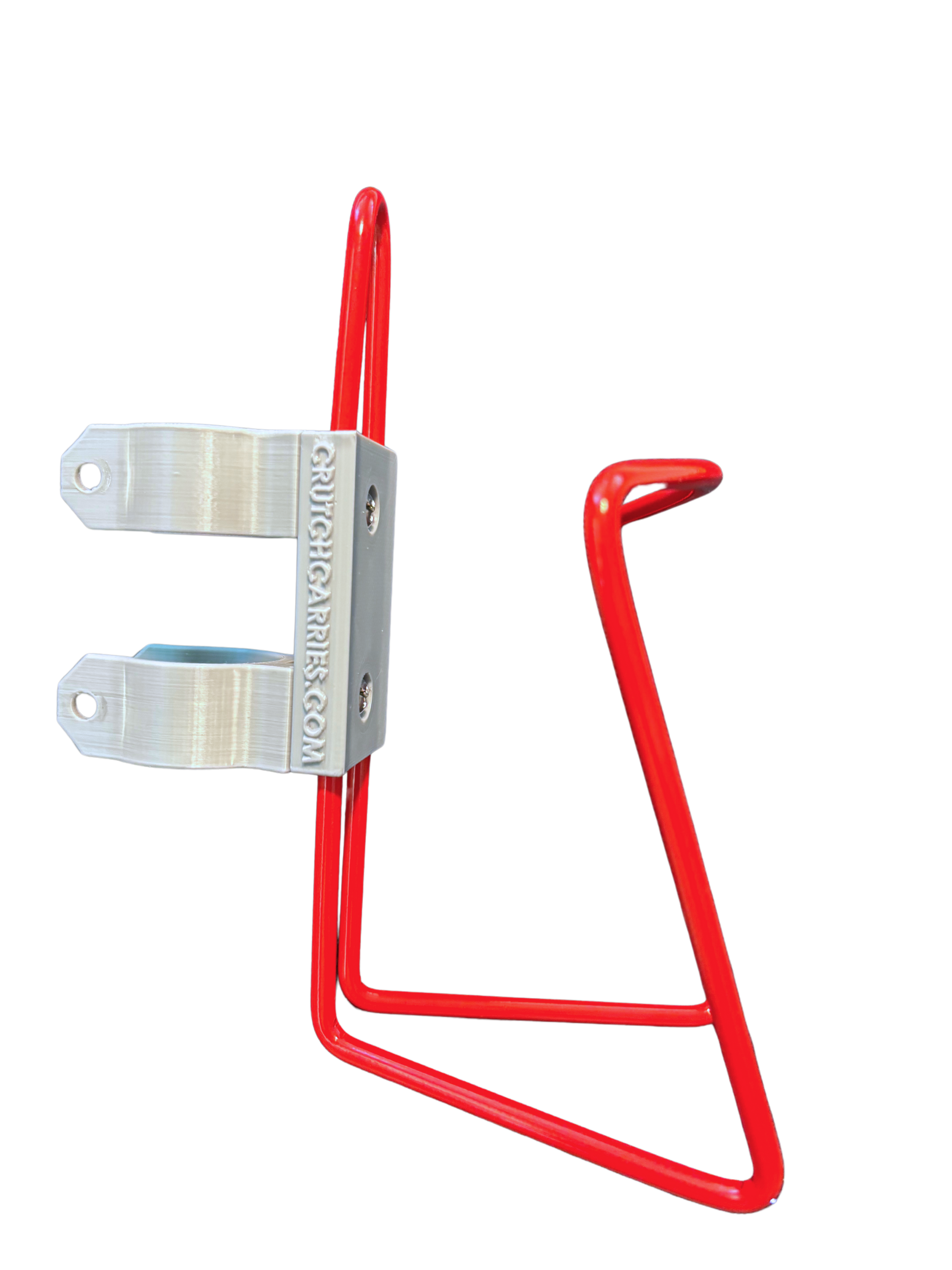 Lightweight aluminum walker cup holder in red, designed for secure and convenient hydration while on the go.